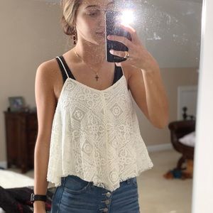 American Eagle White Lace Tank